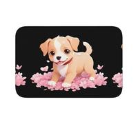 HYTTER Puppy in The Cherry Blossom Petals Tapis de sol en velours avec bordure en velours pour chambre à coucher, salon, dortoir, décoration d'intérieur