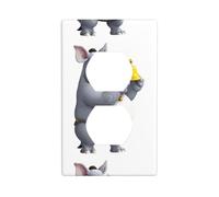 HYTTER Rhino tenant une petite clochette Impression double prise murale Plaque de couverture de prise électrique Décoration durable 11,4 x 7 cm
