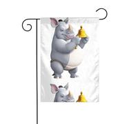 HYTTER Rhino tenant une petite clochette Impression drapeau de jardin décoration cour 30,5 x 45,7 cm pour jardin, terrasse, balcon