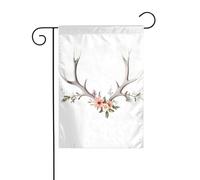 HYTTER Superbe drapeau de jardin avec cornes de fleurs - Décoration de cour - 30,5 x 45,7 cm - Pour jardin, terrasse, balcon