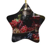 HYTTER Tableau de Noël en céramique avec pendentif en forme d'étoile de raisin et de vin, facile à accrocher, très approprié pour décorer les arbres de Noël