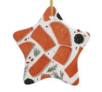 HYTTER Tableau de Noël en céramique avec pendentif en forme d'étoile de saumon, facile à accrocher, très approprié pour décorer les arbres de Noël