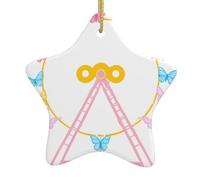 HYTTER Tableau de Noël en céramique avec pendentif en forme d'étoile en forme de papillon, facile à accrocher, très approprié pour décorer les arbres de Noël