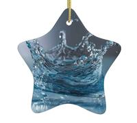 HYTTER Tableau de Noël en céramique motif vagues d'eau pendentif étoile décoration facile à accrocher, très approprié pour décorer les arbres de Noël