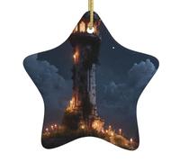 HYTTER Tableau de Noël lumineux en céramique avec pendentif en forme d'étoile facile à accrocher, très approprié pour décorer les arbres de Noël