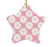 HYTTER Tableau de texture chrysanthème blanc en céramique avec pendentif étoile facile à accrocher, très approprié pour décorer les arbres de Noël