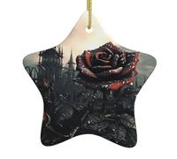 HYTTER Tableau gothique rose en céramique pendentif étoile décoration facile à accrocher, très approprié pour décorer les arbres de Noël