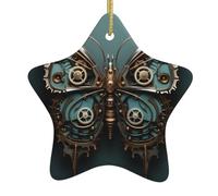 HYTTER Tableau mécanique bleu papillon de Noël en céramique pendentif étoile décoration facile à accrocher, très approprié pour décorer les arbres de Noël