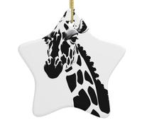 HYTTER Tableau noir et blanc girafe en céramique pendentif étoile décoration facile à accrocher, très approprié pour la décoration de sapin de Noël