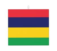 HYTTER Tapis absorbant pour comptoir de cuisine Motif drapeau de l'île Maurice : antidérapant, réversible, cadeau pour les nouvelles maisons, les rénovations, Noël, la fête des mères, les