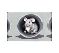 HYTTER Tapis de sol en flanelle absorbant l'eau Motif souris dans le trou 91,4 x 61 cm : velours fin, absorbe l'eau, doux et durable
