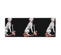HYTTER Tapis de souris avec impression dalmatien sur un scooter - Extra large - Pour ordinateur de bureau - Clavier de jeu - Version épaisse - 30,5 x 80 cm