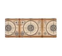 HYTTER Tapis de souris motif boussole avec impression nautique extra large 30,5 x 80 cm