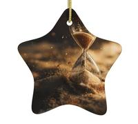 HYTTER The Hourglass Sands of Time Tableau de Noël en céramique avec pendentif étoile facile à accrocher, très approprié pour décorer les arbres de Noël