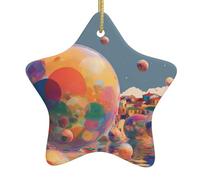 HYTTER Une image colorée du monde des bulles de Noël en céramique pendentif étoile décoration facile à accrocher, très approprié pour décorer les arbres de Noël