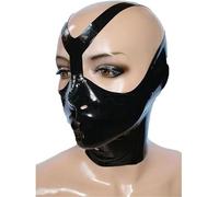 HYUARB Cagoule Latex Homme Femme,Masque Cagoules Caoutchouc Naturel Demi Visage Fait Main Club Halloween Déguisement (Noir, XS)