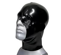 HYUARB Sexy Latex Tête Couverture Noir Latex TêteMasque Cagoule en Latex pour Le Jeu de rôle Party Club Wear, Fermeture éclair Ouverte (Noir, XS)