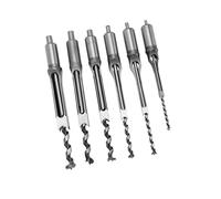 Hyuduo 6 Pièces Forets de Scie Cloche Carrée, Acier Haute dureté pour Mortaisage et Construction de Menuiserie, Longueur 200 Mm, Idéal pour les Charpentiers