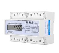 Hyuduo Compteur D'énergie triphasé, Affichage LCD sur Rail 380V | du panneau électrique, configuration à sept pôles et quatre fils, lecture 5+1 et boîtier en métal ABS