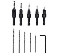 Hyuduo Ensemble de 11 Forets à Fraiser, Kit D'outils de Perçage à Chanfrein, Fraises à Fraiser Réglables à Changement Rapide avec Tige Hexagonale pour Bois, Plastique, PVC