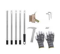 Hyuduo Ensemble d'outils de Suppression des Mauvaises Herbes, Désherbeur Manuel 2 en 1 avec Brosse en Laiton, Poignée de 1,5 M, pour Trottoir, Allée, Patio, Jardin, Fissures (Assemblage 5 Sections