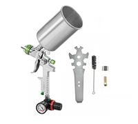 Hyuduo HVLP Spray Pistolet pour Peindre des Voitures, Construction en Aluminium, Poignée de Confort, Pistolet à Air à Air avec Buse de 2,5 Mm, Bouteille de 1L