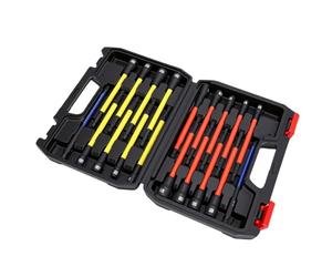 Hyuduo Jeu D'embouts de Tournevis Magnétique, Acier allié S2 Extra Long | Construction Robuste en Acier allié S2, Tailles Métriques et SAE à Code Couleur, Fonctionne avec des Tournevis à Percussion