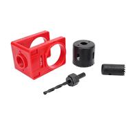 Hyuduo Kit de Perçage pour Serrure de Porte en Bois, Scie Cloche en Acier au Carbone avec Gabarit de Guidage Réglable pour Portes de 1-3/8 à 1-3/4", Kit d'installation Professionnel pour les (rouge)