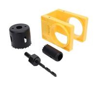 Hyuduo Kit de Perçage pour Serrure de Porte en Bois, Scie Cloche en Acier au Carbone avec Gabarit de Guidage Réglable pour Portes de 1-3/8 à 1-3/4", Kit d'installation Professionnel pour les