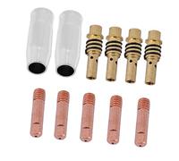 Hyuduo Kit de Supports d'Embouts de Buse 15AK, Consommables de Soudage MIG en Cuivre plaqué Zinc, 2 Buses 5 Embouts 4 Supports pour Accessoires de Soudage de Pistolet Torche 15AK