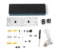 Hyuduo Kit d'horloge WiFi coloré IoT, Ensemble de Pièces à Souder avec luminosité Réglable, Affichage Personnalisable pour Les Amateurs d'électronique (Blue)