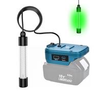 Hyuduo Lampe de Pêche LED Sous-marine pour Batterie 18 V, Lampe Submersible étanche IP68 avec éclairage 1300 Lm à 360°, Port de Charge USB C pour Kayak, Bateau, Pêche de Nuit