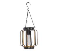 Hyuduo Lanterne Solaire Suspendue, Lanterne Solaire D'extérieur Noire Vintage Chaude avec Filament LED amélioré IP65 en Métal étanche pour Jardin, Cour, Balcon (Ordre des colonnes)