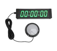 Hyuduo Minuterie de Gymnastique, Horloge de Course à LED Verte à 6 Chiffres de 1,5 Pouces avec Télécommande et Bouton Filaire, pour L'entraînement de Compétition en Salle de Conférence