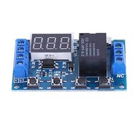 Hyuduo Module de Relais de Minuterie avec Affichage LED, Relais d'arrêt temporisé 12 V pour l'automatisation du Moteur, Contrôle de Minuterie de Cycle à Double Canal avec Alimentation Micro USB 5