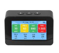 Hyuduo Moniteur de qualité de l'air, Détecteur LCD CO2 PM2,5 PM1,0 PM10 avec Affichage de l'heure, Testeur de qualité de 'air Rechargeable par Micro USB 3000 MAh pour la Maison, le Bureau et