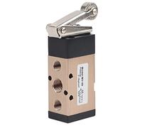 Hyuduo MV-09 Vanne pneumatique mécanique 1/4" PT, vanne de régulation d'air 2 à 5 Voies avec Levier à Galet et Bouton de Commande Manuelle pour systèmes pneumatiques