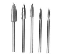 Hyuduo Outil de Meulage à Main, Outils de Sculpture en Bois pour Mourir le Bit de Forage de Gravure, 5pcs Bit de Foret de Sculpture en Acier Blanc avec 3 Mm, 4 Mm, 5, 6, Lames 8