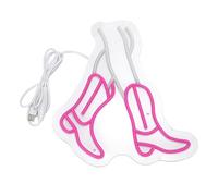 Hyuduo Panneau Néon de Bottes de Cowboy, Lumière LED en Acrylique avec luminosité Réglable, Art Mural alimenté par USB pour Chambre à Coucher, Fêtes et événements