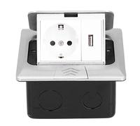 Hyuduo Prise électrique au Sol, Boîte de Prise étanche en Alliage D'aluminium avec PC Ignifuge, Alimentation USB 250 V 16 A pour Bureau, Centre Commercial, Usine (rebondir lentement)