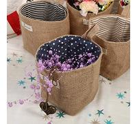 Hyuduo Sac de Rangement en Coton et Lin, Panier Pliable Suspendu avec Ficelle, Design Pastoral élégant, Organisateur Polyvalent pour la Maison, la Chambre à Coucher, le Dortoir, la Décoration de