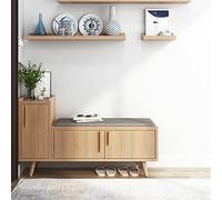 HYUFEIAO Banc d'entrée avec Meuble de Rangement, Meuble de Rangement à 2 Niveaux en Bois et Coussin, Porte-Chaussures Amovible pour Couloir Chambre, 100/80 x 35 x 68,5 cm, C, 100 cm