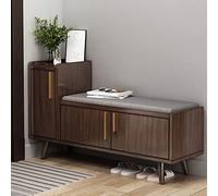 HYUFEIAO Banc d'entrée avec Meuble de Rangement, Meuble de Rangement en Bois à 2 Niveaux avec siège de Rangement et Coussin, étagère Amovible Banc de Rangement pour Chaussures avec Portes pour couloi