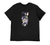 Hyuga Hinata Anime T-Shirt Men Round Neck Cotton Tops Cartoon Karate Graphic Fashion Printed Tees Shirt Unisex Harajuku Tee Male Black XL