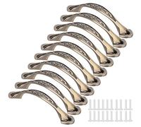 HYUMTODE 10 Set Cabinet Pull Handle, Zinc Alloy Drawer Handle with 96mm Hole Distance, 3D Flower Design Solid Base Pull Handle for Shoebox Office Cabinet Door Hardware