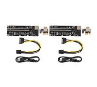 HYUMTODE 2Pcs PCIE 1X to 16X Riser Card, GPU Riser Card with 8 Capacitors and 6PIN Power, Stable High - Speed Signal Extension for Mining Rig, Compatible with and OS X, Black