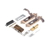 HYUMTODE Serrure de porte vintage en alliage d'aluminium rétro de style européen, serrure de porte intérieure antivol avec 3 clés, serrure de sécurité de qualité supérieure pour la maison,