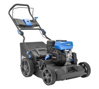 Hyundai Scarificateur Thermique Hyundai 44 cm Noir avec Démarrage par Lanceur, Moteur 4 Temps 223 CC, Poussé à la Main, 6 Hauteurs de Coupe et Bac de Ramassage 45 L