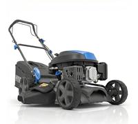 Hyundai Tondeuse à Gazon Thermique 43 cm autotractée, Moteur 4 Temps 139cc, Fonction 4-en-1: Mulch ou paillis, bac ramassage, éjection latérale & éjection arrière, Châssis en Acier