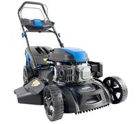Hyundai Tondeuse à Gazon Thermique 51 cm autotractée avec démarrage électrique, Moteur 4-Temps 196 CC, système 4-en-1 Mulching/ramassage/éjection latérale et éjection arrière, bac 60 L, Edition Noire